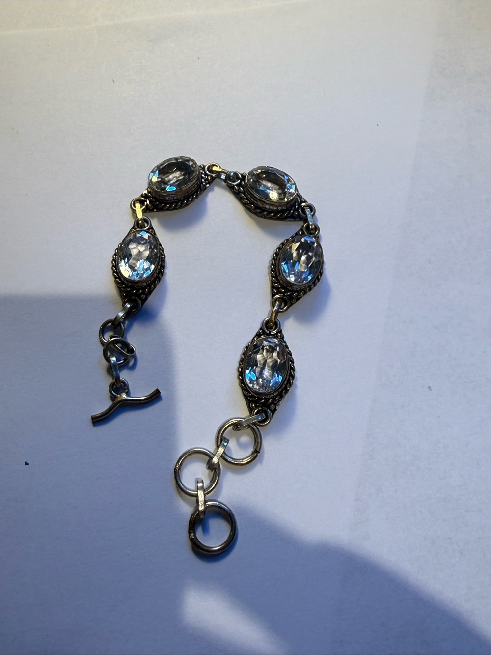 Silver Clear Crystal Link Bracelet - Women Jewelry